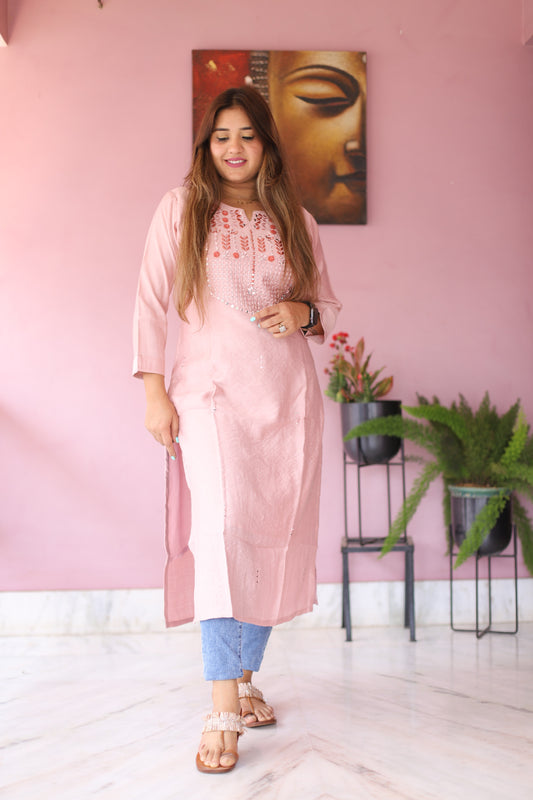 JEENAS Women Cotton Kurti With Glass Work