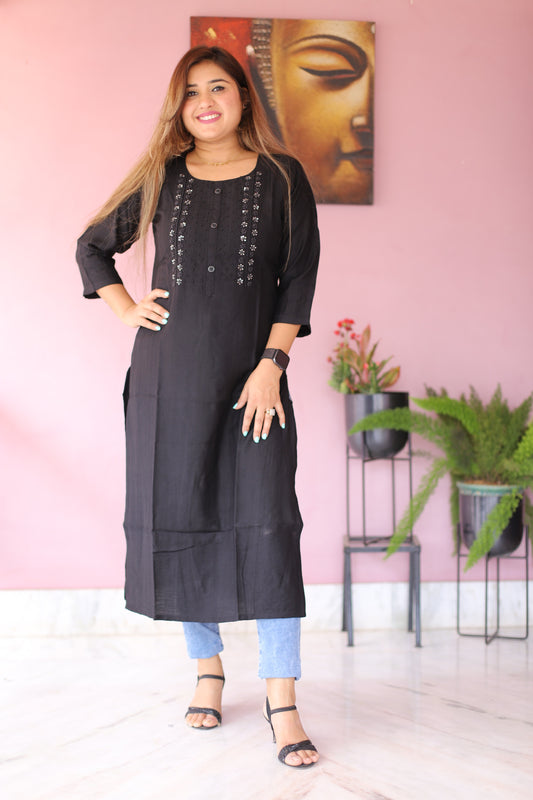 JEENAS Women Cotton Kurti With Thread Work