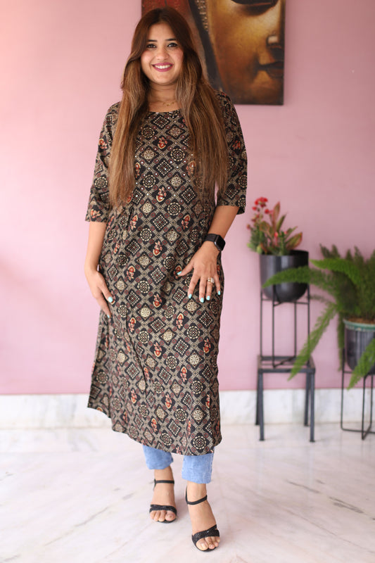JEENAS Women Cotton Printed Kurti With Pocket