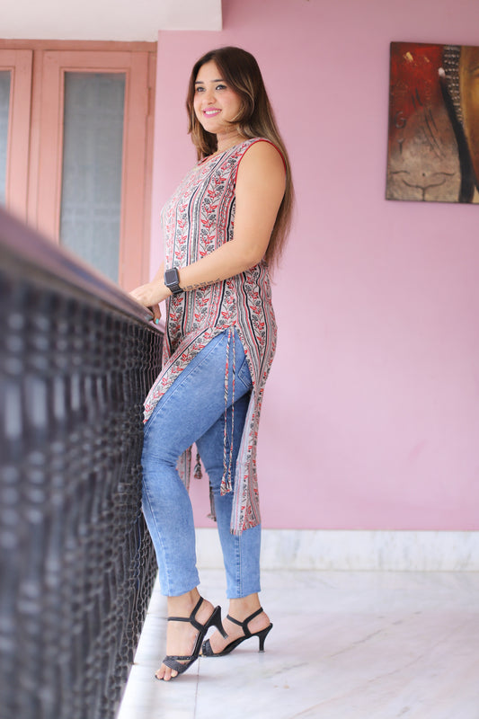 JEENAS Women Cotton Printed Kurti With Pocket